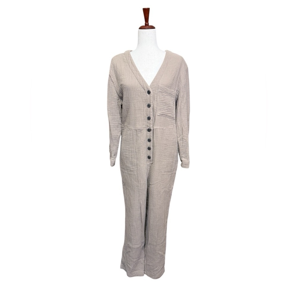 Madewell Lightspun Stitched-Pocket Coverall Jumpsuit In Telluride Stone Xl #2134 View 5